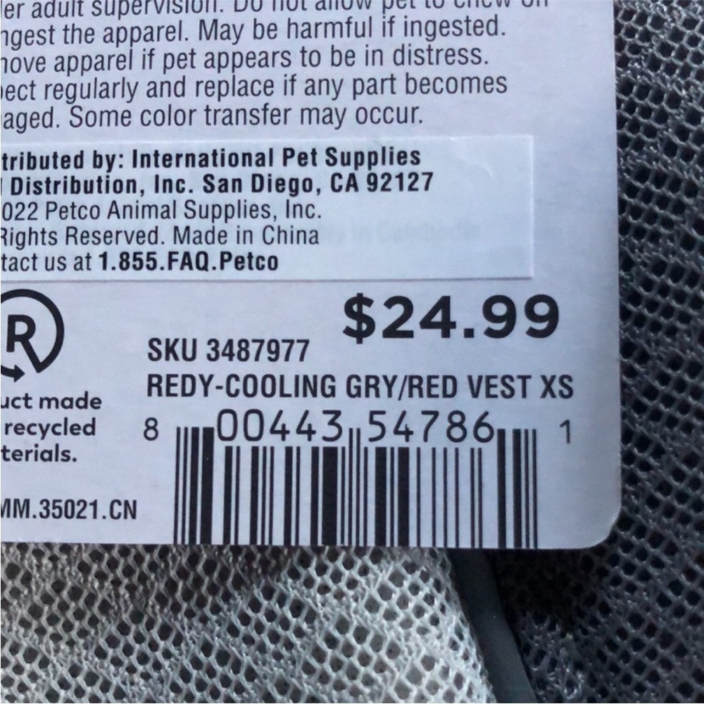 NWT Reddy Cooling Vest in Gray and Red Size XS (11-13” back length) - Picture 11 of 16